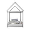 Tangkula Twin House Bed Frame Wooden Bed Platform Mattress Foundation w/House Appearance White/Gray - 3 of 4
