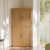 Wooakway Tall Wood Storage Cabinet Pantry Organizer with 4 Adjustable Shelves Doors Decorative Storage Cabinet Natural Wood/Black/Light Walnut/White - 2 of 4