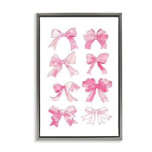 Stupell Industries Rows Of Pink Bows Black Framed Floater Canvas Wall Art - 1 of 4