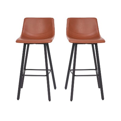 Flash Furniture Caleb Modern Armless 30 Inch Bar Height Commercial Grade Barstools with Footrests and Matte Iron Frames, Set of 2