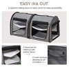 Munora 39" Twin Compartment Cat Carrier, Foldable Soft-Sided Kennel with Cushions & Bag (Gray) - 2 of 4