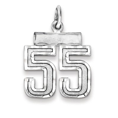 Black Bow Jewelry Sterling Silver, Varsity Collection, Small D/C Pendant, Number 55