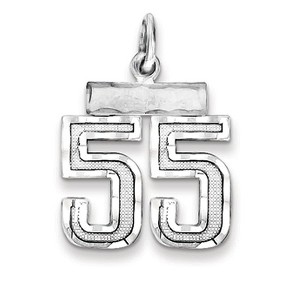 Black Bow Jewelry Sterling Silver, Varsity Collection, Small D/C Pendant, Number 55 - 1 of 4