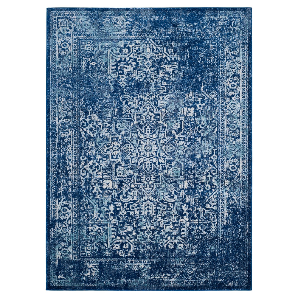 6'7inx9' Hestia Burst Loomed Area Rug Navy/Ivory - Safavieh