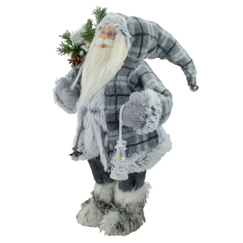 Northlight 18" Gray Standing Santa Christmas Figure with Lantern, 3 of 6