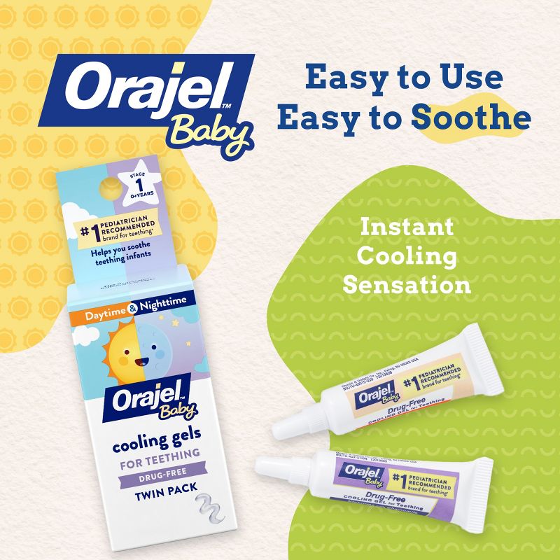 Orajel Baby Daytime &#38; Nighttime Cooling Gels for Teething - 0.36oz, 4 of 9
