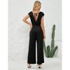Womens Wide Leg Casual Jumpsuits Cap Sleeve Summer One Piece Outfits Crewneck Romper Criss Cross V-Back - 4 of 4