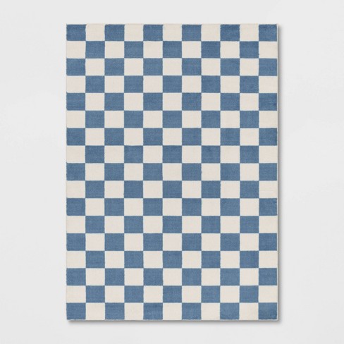 5'x7' Area Kids' Rug Checker Blue - Pillowfort™