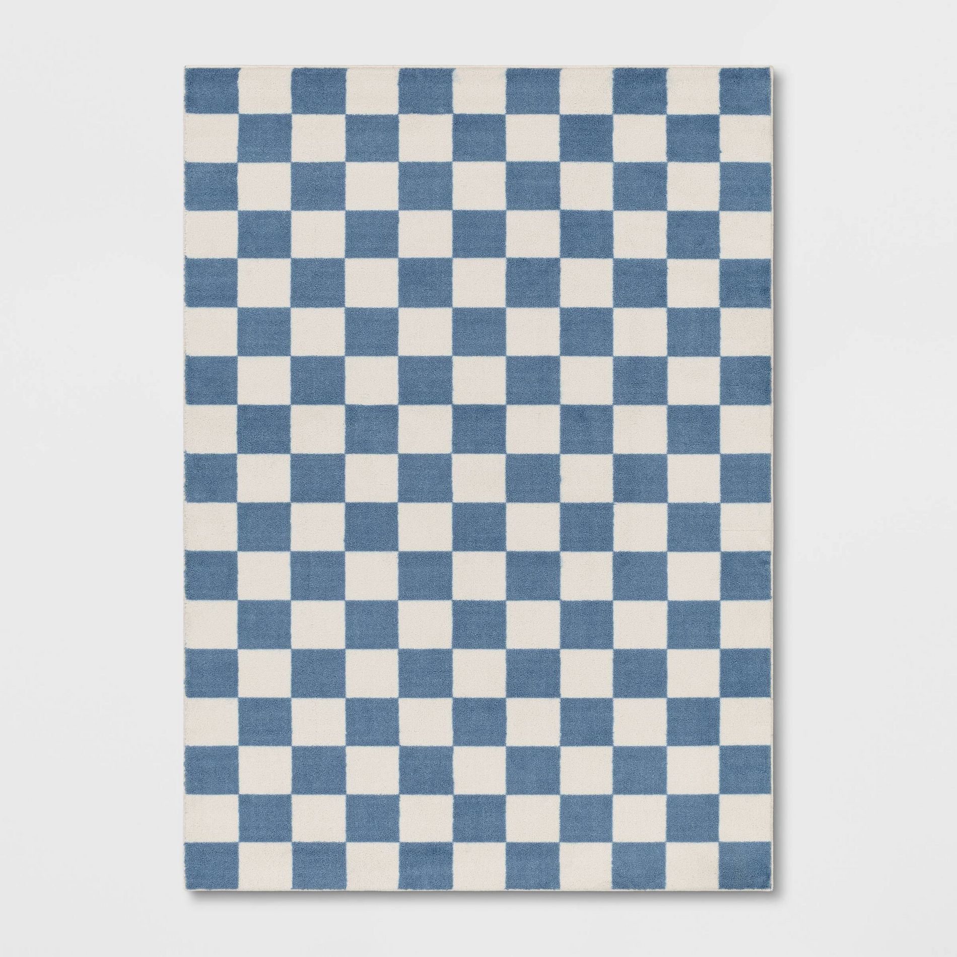 5'x7' Area Kids' Rug Checker Blue - Pillowfort™: Geometric, Fade & Stain-Resistant, Medium Pile