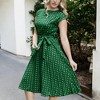 Anna-Kaci Women's Polka Dot Midi Dress with Cap Sleeves Pleated Skirt and Waist Tie Belt - 2 of 4