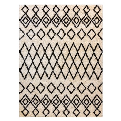 Gertmenian Thayer Jamila Bohemian Geometric Bedroom Livingroom Easy Care Plush Microfiber Shag Indoor Area Rug