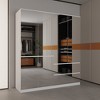 FUFU&GAGA Mirrored Door Wardrobe Clothes Organiser with Hanging Rod White - image 2 of 4