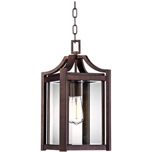 Franklin Iron Works Rockford Rustic Industrial Outdoor Ceiling Light Bronze 17 1/4" Clear Beveled Glass Damp Rated for Post Exterior Light Barn Deck - 1 of 4