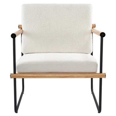 Beautyolove Mid-Century Light Brown Faux Lambskin Upholstered Accent Chair Armchair