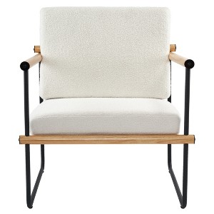 Beautyolove Mid-Century Light Brown Faux Lambskin Upholstered Accent Chair Armchair - 1 of 4