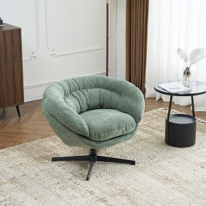 33"W 360° Swivel Club Chair, Upholstered Accent Office Chair with  Metal Base, Living Room, Bedroom, Office -ModernLuxe - 1 of 4