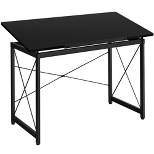 Yaheetech Adjustable Drafting Table For Artists Tilting Tabletop Basic Drawing Desk With Adjustable Tabletop & Pencil Ledge Black