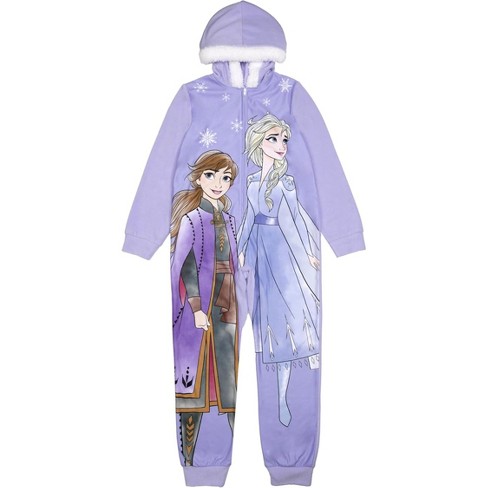 Disney Frozen Ii Little big Girls One piece Hooded Union Suit Pajamas Target