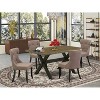 HomeStock 5-Piece Rectangle Distressed Jacobean Finish Solid Wood Top Dining Table with 4 Parson Chair - 2 of 4