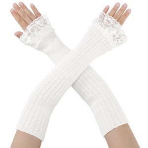 INSPIRE CHIC Women's Fingerless Gloves Knit Lace Y2K Arm Warmers Sleeves Gloves for Female Cosplay College Style 1 Pair - 1 of 4