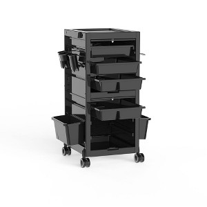 Salon Tool Storage Trolley Rolling Cart with 6 Trays & 3 Heat Resistant Appliance Holder - 1 of 4