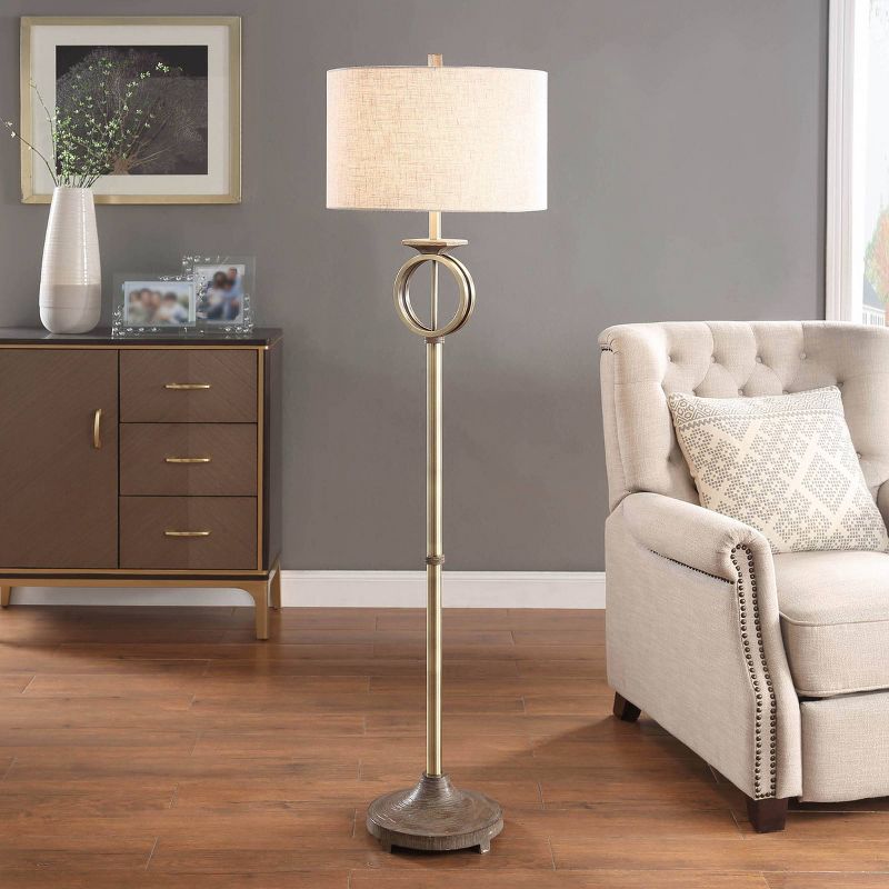 Ring with Moulded Wood Like Accents Floor Lamp Brass - StyleCraft, 6 of 8