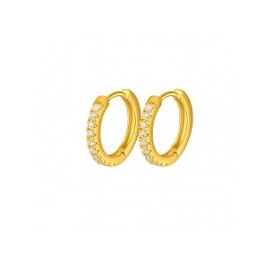 Small Huggie Hoop Earrings for Women 14kt Gold Plated CZ Body Jewelry by Ginger Lyne Collection - 1 of 4