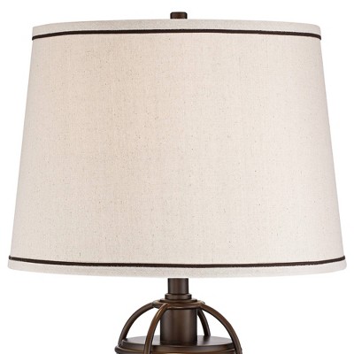 Bronze Seeded Glass 25" Industrial Rustic Table Lamp with Off-White Shade