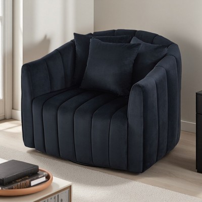 40.3" Velvet Oversized Swivel Barrel Chair and Half Sofa with Pillows
