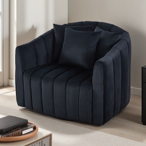 40.3" Velvet Oversized Swivel Barrel Chair and Half Sofa with Pillows - 1 of 4
