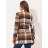 INSPIRE CHIC Women's Shawl Collar Belted Asymmetrical Hem Plaid Coat - 4 of 4