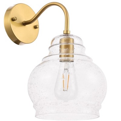 Brass and Clear Seeded Glass Wall Sconce