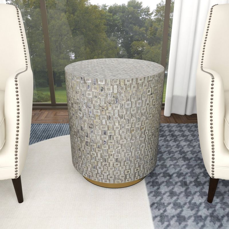 Contemporary Mother of Pearl Accent Table Gray - Olivia &#38; May, 6 of 15
