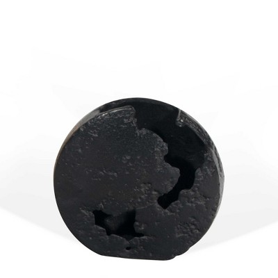 HomeRoots 8" Black Hammered Round Aluminum Table Vase