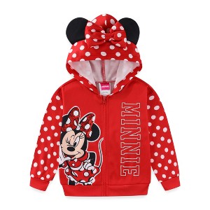 Disney Minnie Mouse Girls Zip Up Hoodie with Bow and Ears for Toddler and Big Kids - 1 of 4