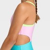 Girls' Sleeveless Colorblock One Piece Swimsuit - Cat & Jack™ Lavender/Turquoise - 3 of 3