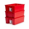 Racxily (4 pack) Garage Storage Bin Small Plastic Nesting/Stacking, Red - 2 of 4