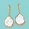 Ross-Simons 15-17mm Cultured Baroque Keshi Pearl Drop Earrings in 18kt Gold Over Sterling - 3 of 4