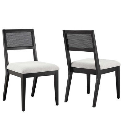 Modway Nimba Dining Chair – Heathered Weave Light Gray Upholstered Side Chair with Wood Legs in Natural Finish