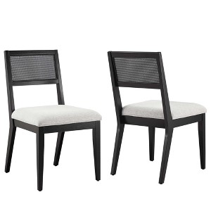 Modway Nimba Dining Chair – Heathered Weave Light Gray Upholstered Side Chair with Wood Legs in Natural Finish - 1 of 4