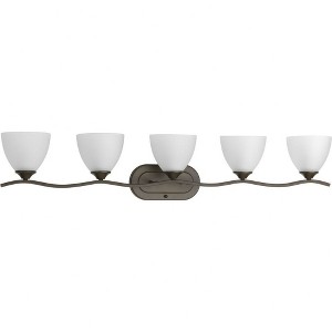 Progress Lighting Laird 5-Light Bath Vanity, Brushed Nickel, Glass Shades, Up/Down Mounting, Damp Rated - 1 of 2