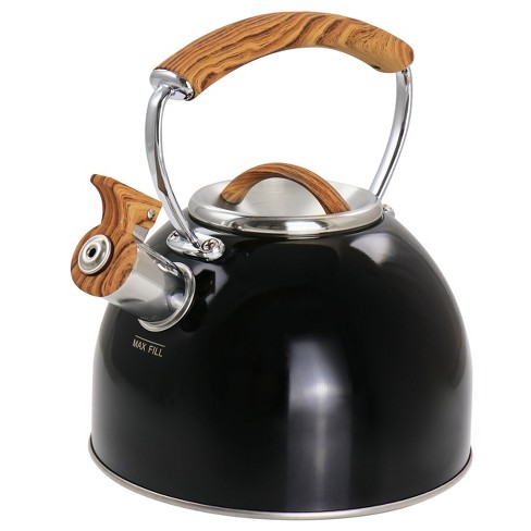 Presley Tea Kettle Pinky Up Wooden Handle Whistle Stove Top Kettle