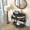 Alilang 31.88 Inch Black Half-Moon Console Table with Cane Front Drawers and Lower Shelf-Black - 2 of 4