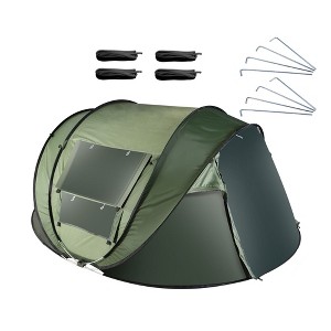 NAYSAYE Camping Tent 5-8 Person Automatic Pop Up Waterproof Tent with 4 Mosquito Net Windows for Camping Outdoor, Green - 1 of 4