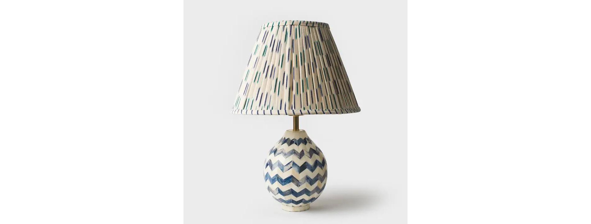 Mela Artisans Blue Ikat Pleated Cotton Lampshade, Medium