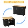 NicBex 43.31Inch Rolling Kitchen Island with 2 Door Cabinet,3 Drawers,Drop Leaf and Towel Rack,White/Black - 2 of 3