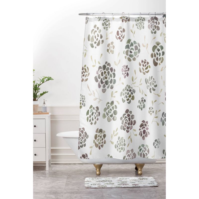 Kelli Murray Succulents Shower Curtain Green/Brown - Deny Designs, 4 of 8