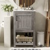Vynxaria 16" Compact Gray Bathroom Storage Cabinet with Ceramic Basin and Open Shelf - 3 of 4