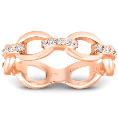 Pompeii3 1/4Ct Diamond Link Fashion Ring Womens 14k Rose Gold Anniversary Band