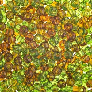 John Bead Czech Glass Seed Beads (24g Vial), 6/0 Carmel Apple Mix - 1 of 1